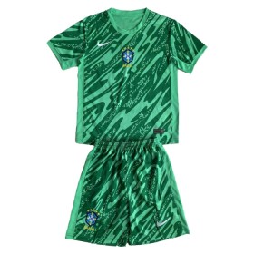 Fotbalové dresy Brazílie Brankářské Dětské 2024 Zelená Krátký Rukáv